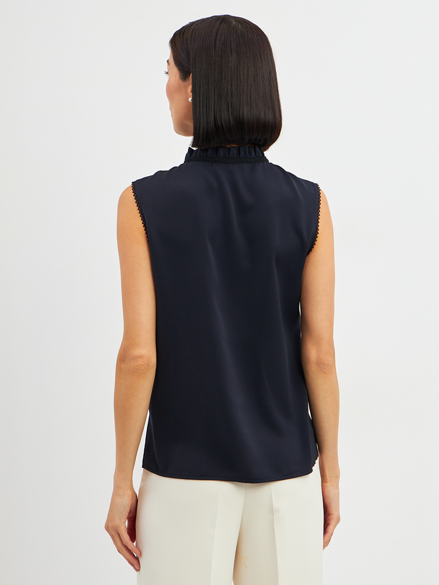 Блузка без рукавов с отделкой из тесьмы OD-973-2 т. синий