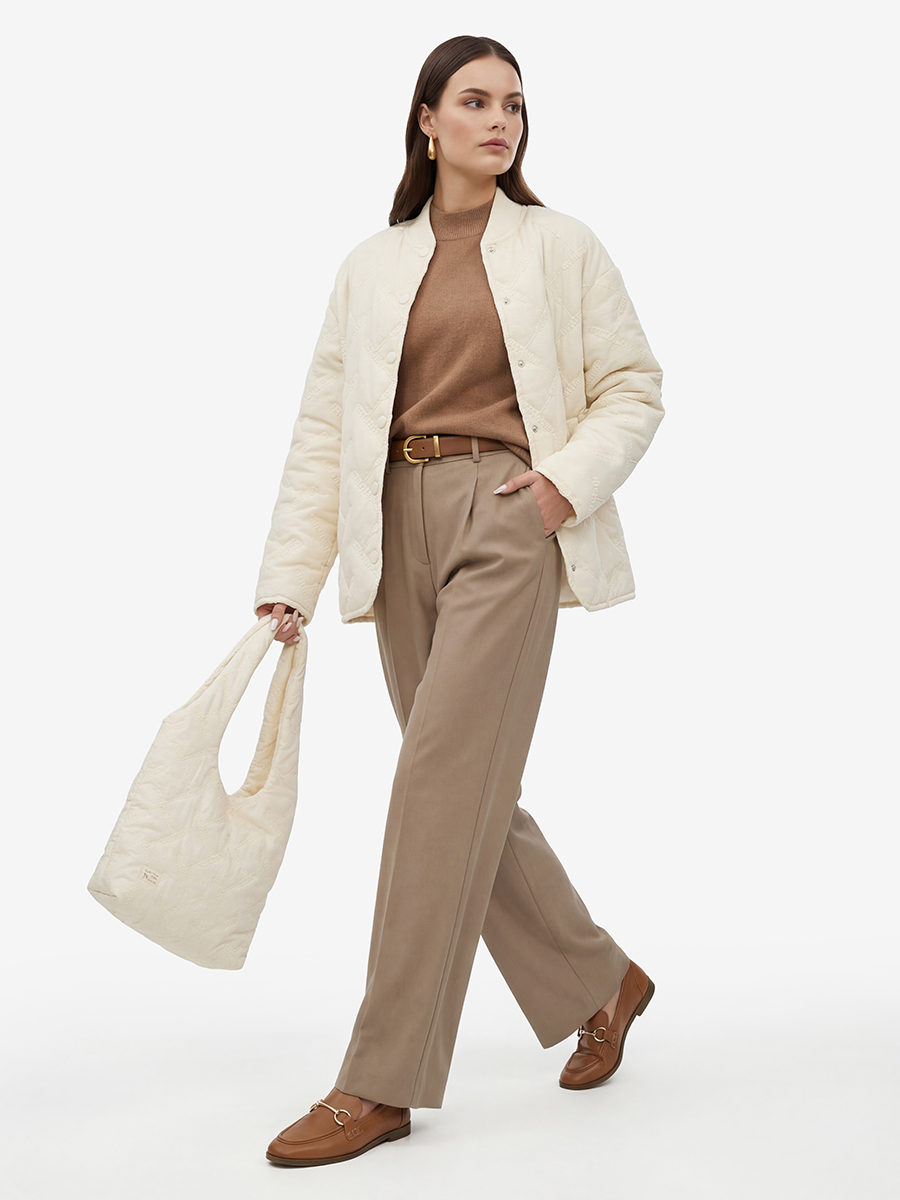 Стеганая сумка на магнитных кнопках OD-1053-1 бежевый