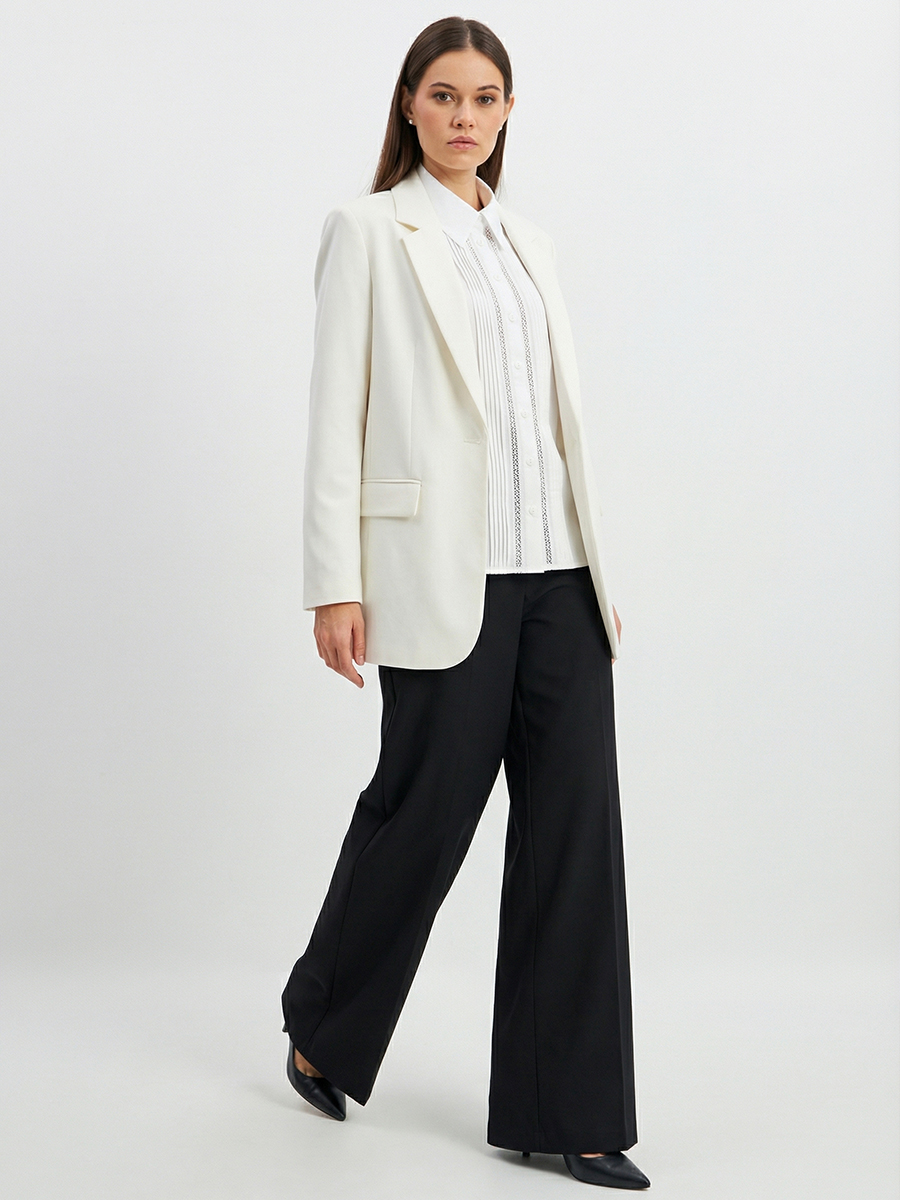 Блузка из хлопка со складками и кружевом OD-972-1 белый