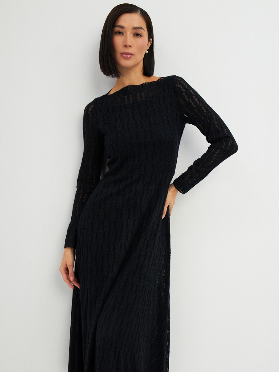Платье из трикотажного кружева OD-904-2 черное