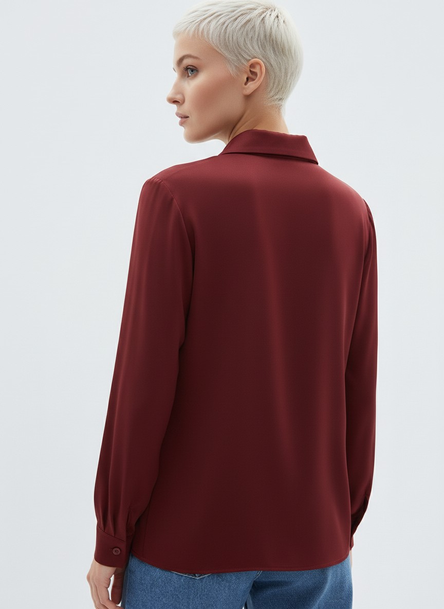 Блузка с галстуком  OD-881-6 бордовый