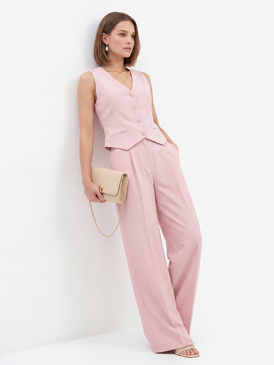 Жилет из костюмной ткани OD-920-3 розовый