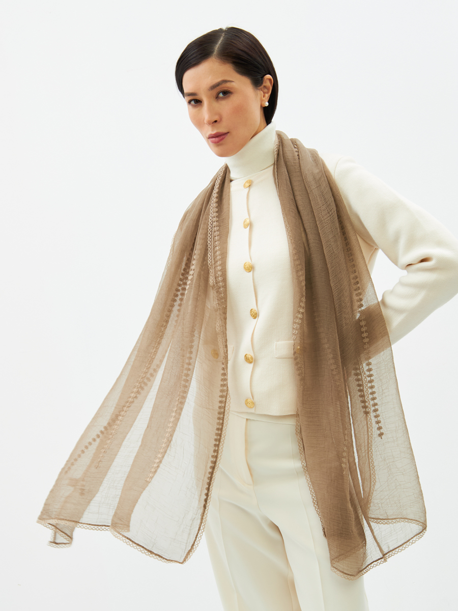 Палантин женский с вышивкой арт-деко BB-135-83