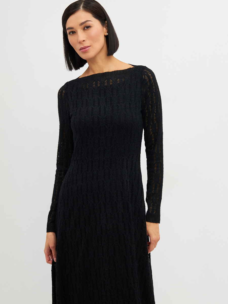 Платье из трикотажного кружева OD-904-2 черное