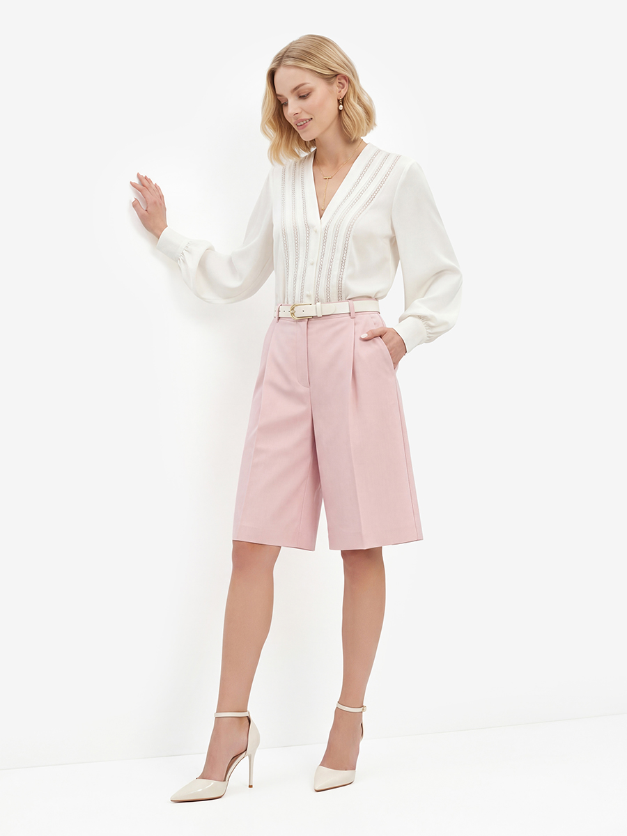 Бермуды из костюмной ткани OD-1037-2 розовый