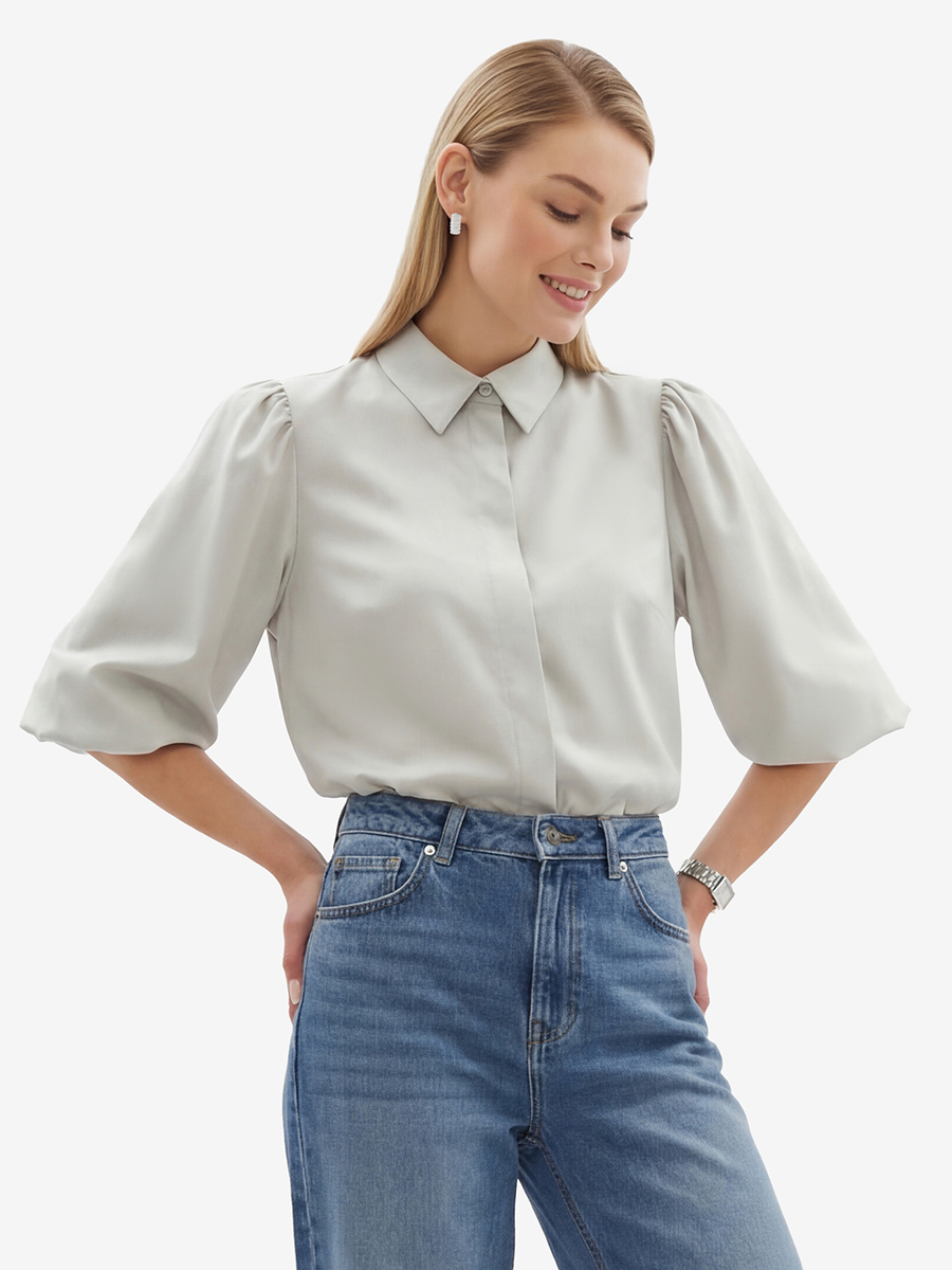 Блузка из костюмной ткани OD-1035-1 св. серый