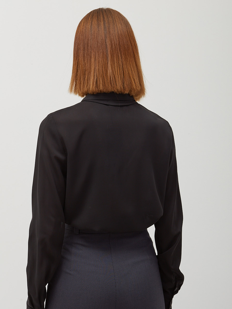 Блузка из шифона с двойным воротником OD-805-1 черный