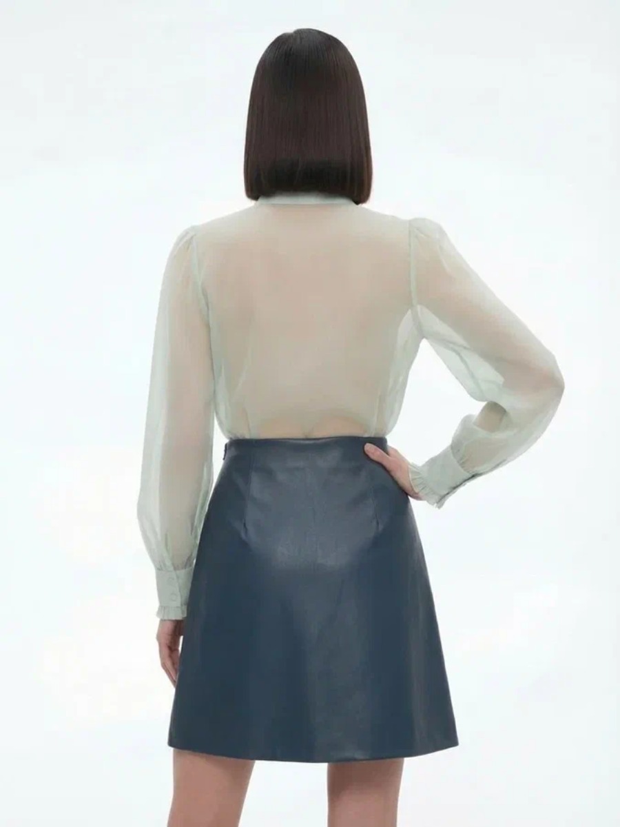 Юбка на запах из эко-кожи OD-1003-2 зеленый