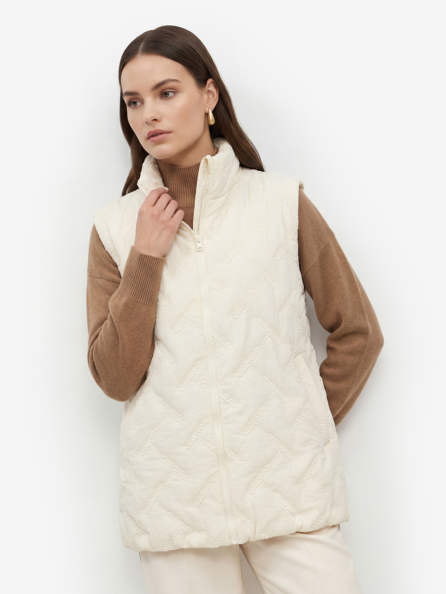Жилет стеганый на молнии бежевый OD-1049-1