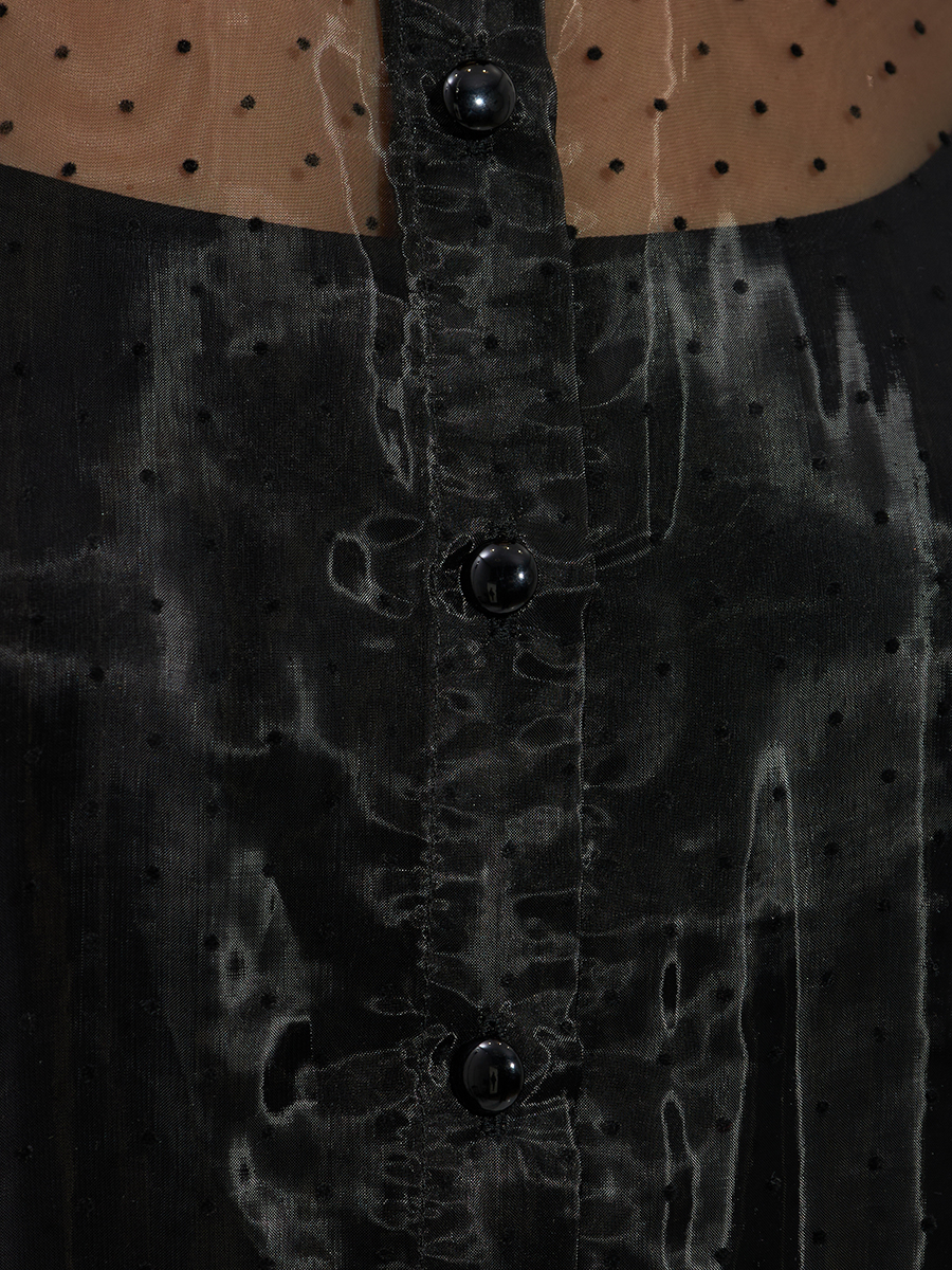 Блузка из органзы с мушками и галстуком OD-986-1 черный