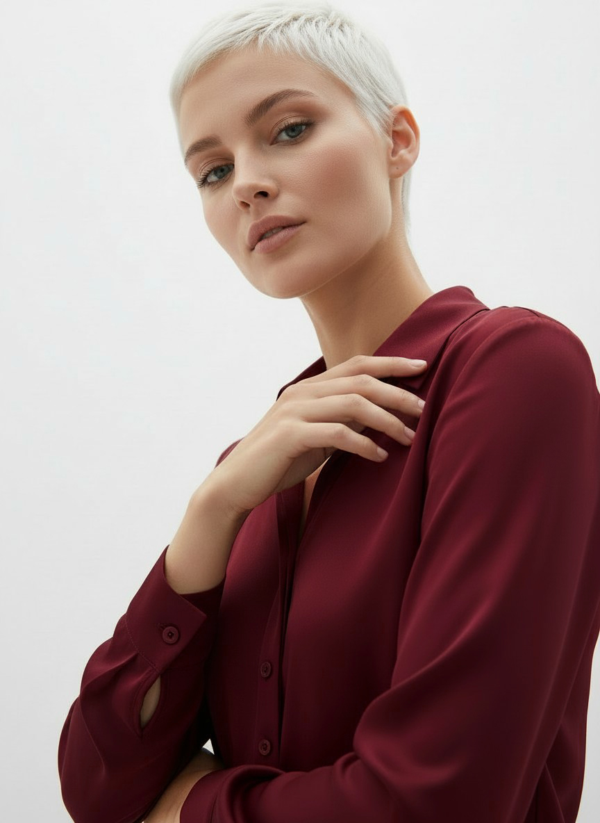 Блузка с галстуком  OD-881-6 бордовый