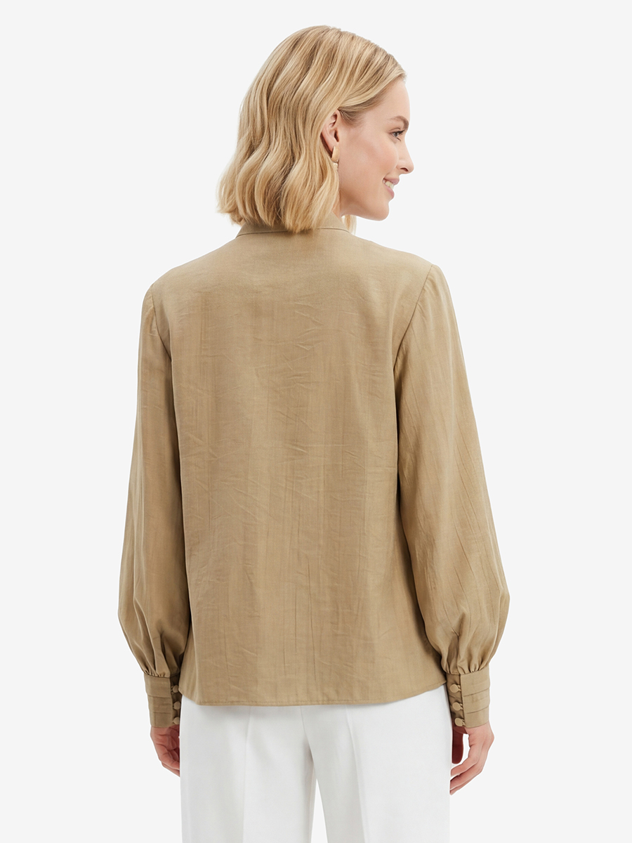 Блузкас отлетными рюшами OD-914-2 хаки