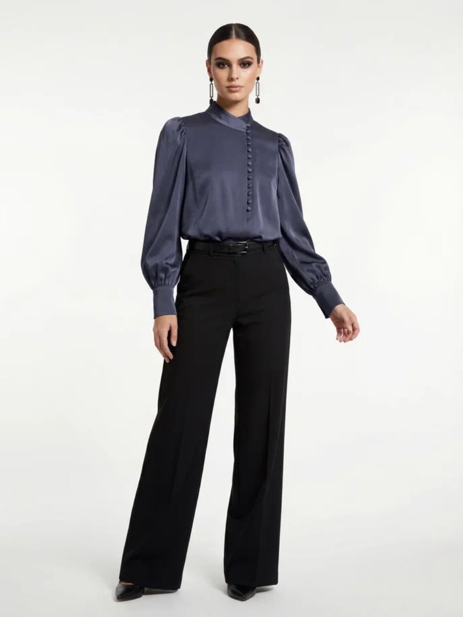 Блуза-косоворотка много пуговиц OD-550-19 графит