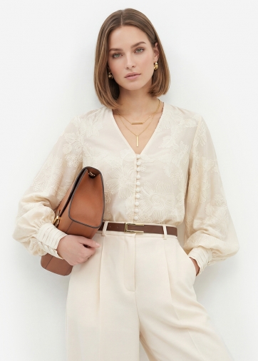 Блуза с вышивкой OD-987-2 молочный
