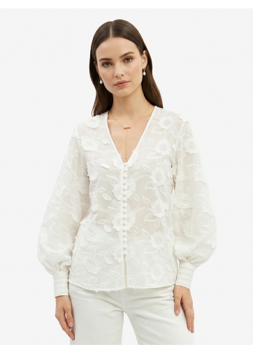 Блуза с объемной вышивкой OD-987-1 белая