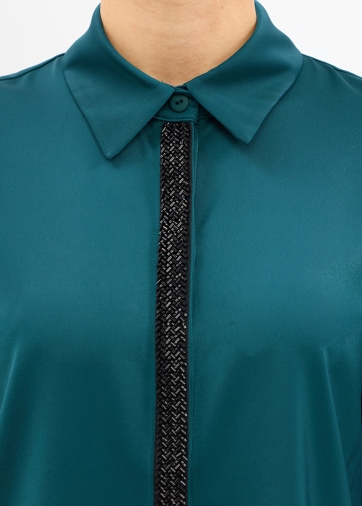 Блуза с широкой бисерной тесьмой OD-1072-2 бутылочный