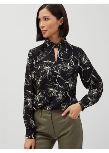 Блузка с вырезом OD-813-23 черная