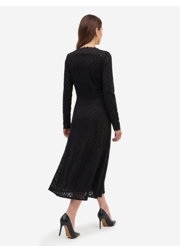 Платье из трикотажного кружева OD-904-3 черный с фестонами