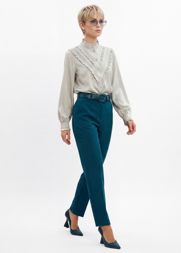 Блузка с рюшами OD-884-6 серо-коричневый