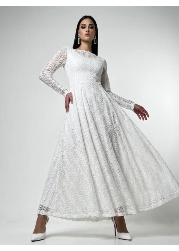 Платье из трикотажного кружева OD-904-4 белое