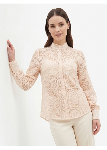 Блузка из кружевной ткани OD-977-3 лосось