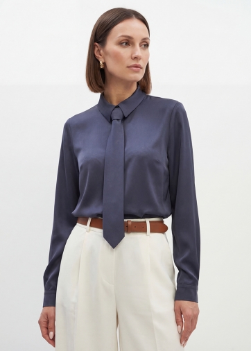 Блузка с галстуком графит