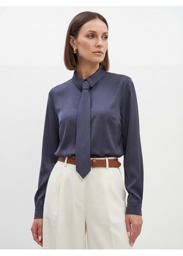 Блузка с галстуком графит