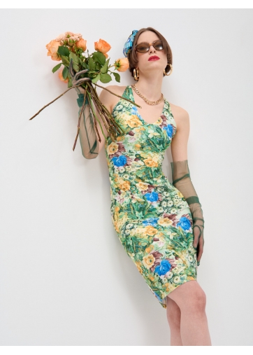 Платье с принтом масло