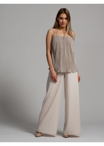 Топ из атласной ткани-плиссе