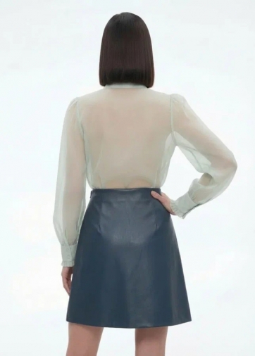 Юбка на запах из эко-кожи OD-1003-2 зеленый