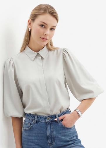 Блузка из костюмной ткани OD-1035-1 св. серый