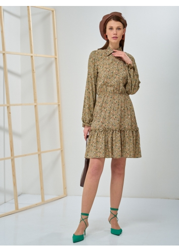 Платье-рубашка с воланом