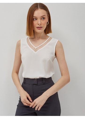 Топ со вставкой из сетки OD-816-1 белый