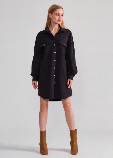 Платье-рубашка OD-614-2 вельвет темно-серый