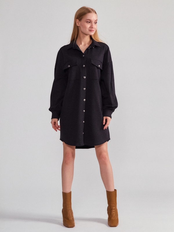 Платье-рубашка OD-614-2 вельвет темно-серый