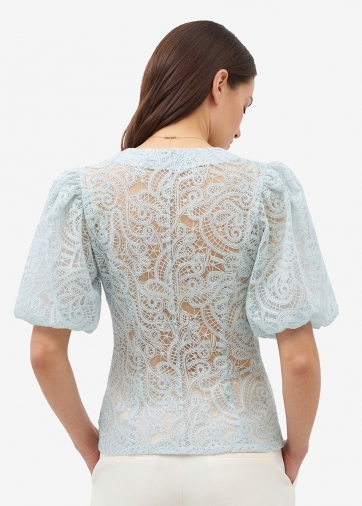 Блузка из кружева с коротким рукавом OD-1038-1 бирюзовый