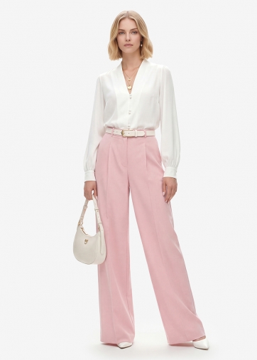 Брюки-палаццо из костюмной ткани, розовые