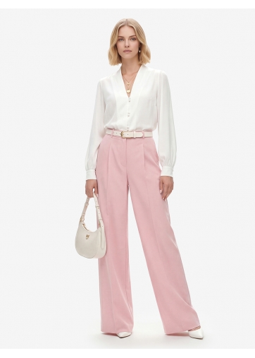 Брюки-палаццо из костюмной ткани, розовые