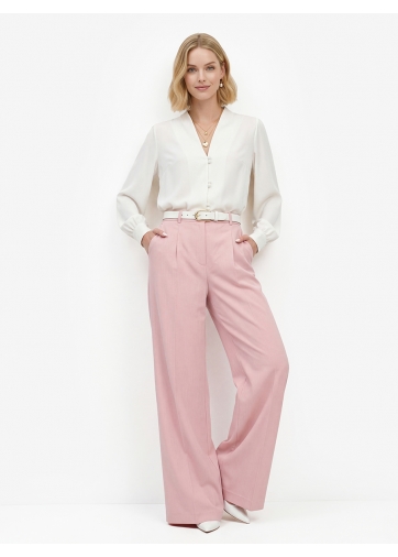 Брюки-палаццо из костюмной ткани, розовые