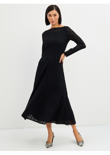 Платье из трикотажного кружева OD-904-2 черное