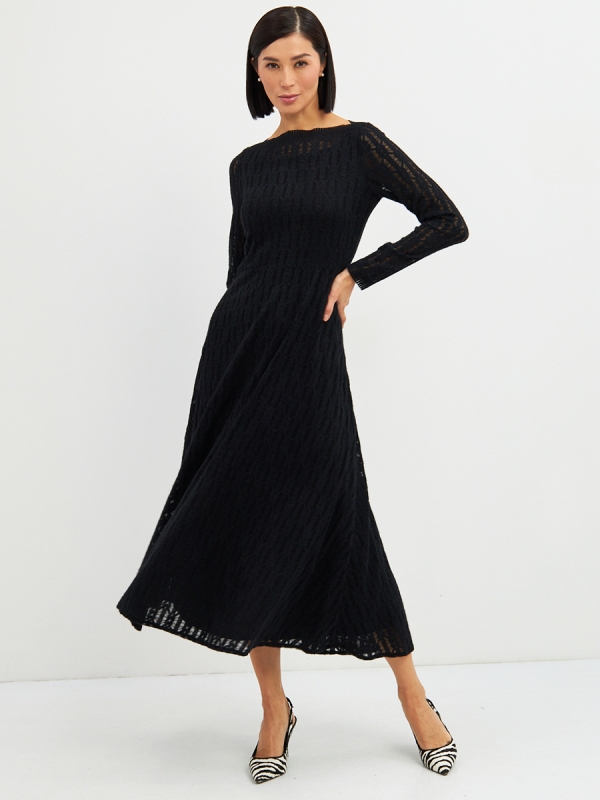 Платье из трикотажного кружева OD-904-2 черное