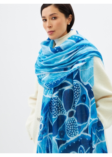 Палантин женский двусторонний с рисунком арт-деко D2H-135-4