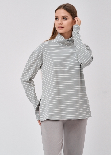 Лонгслив с принтом полоска с вырезами