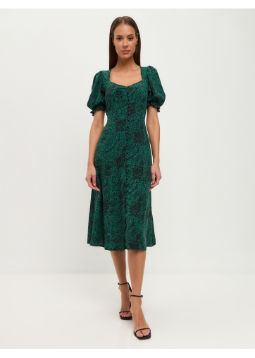 Платье штапель OD-712-8 зеленый с черным