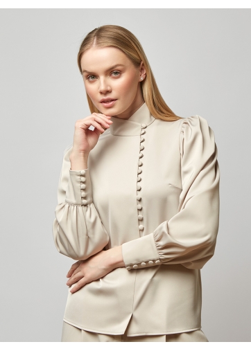Блуза-косоворотка много пуговиц OD-550-17 светло-коричневый
