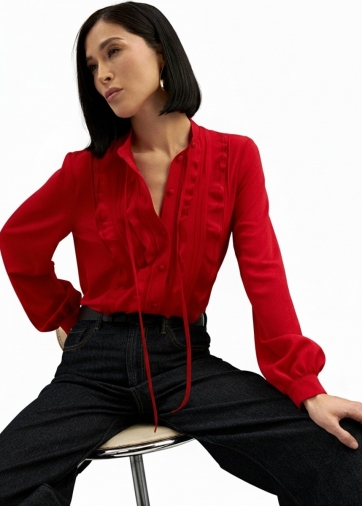Блузка с рюшами OD-976-4 красный