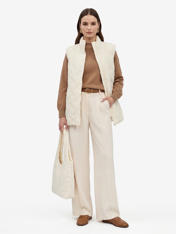 Жилет стеганый на молнии бежевый OD-1049-1