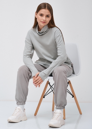 Лонгслив с принтом полоска с вырезами