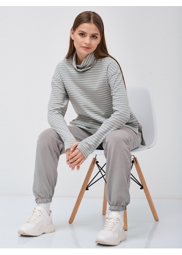 Лонгслив с принтом полоска с вырезами