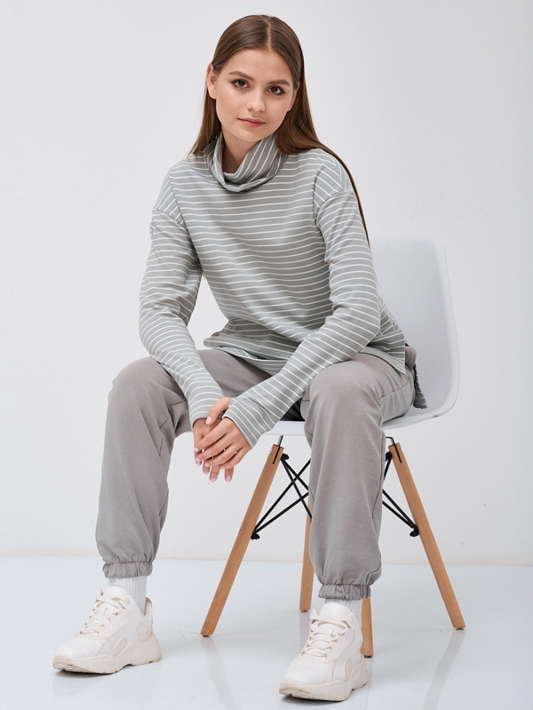 Лонгслив с принтом полоска с вырезами